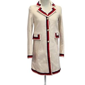 Gucci Sylvie Web 2016 Collection Coat with Red & Navy Trim with COA